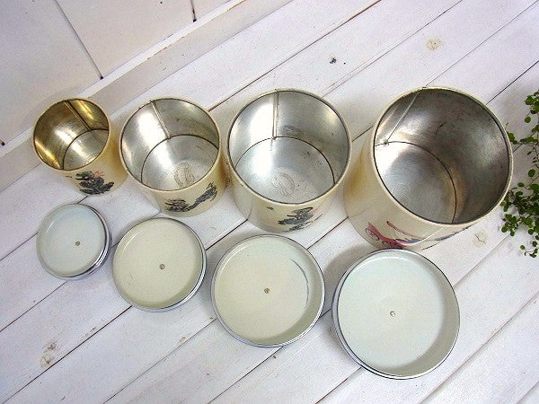 【ランズバーグ】ラインストーン付き・プードル柄・アンティーク・キャニスター4個セット