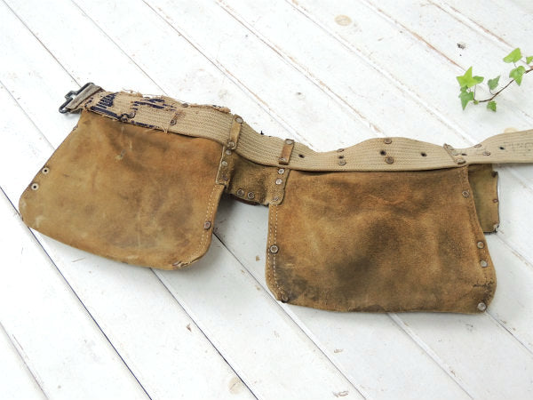 スエード製・10ポケット・ヴィンテージ・カーペンターエプロン/ツールエプロン/工具エプロン USA