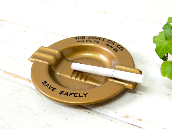 $・THE JAMES OIL オイルカンパニー・ティン製・ビンテージ・灰皿・アドバタイジング US