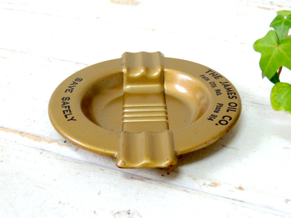 $・THE JAMES OIL オイルカンパニー・ティン製・ビンテージ・灰皿・アドバタイジング US