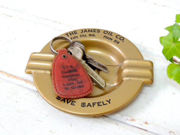 $・THE JAMES OIL オイルカンパニー・ティン製・ビンテージ・灰皿・アドバタイジング US