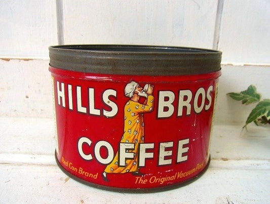 【HILLS BROS】ヒルスコーヒー・ブリキ製・ヴィンテージ・コーヒー缶/ティン缶 USA