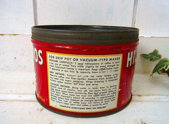 【HILLS BROS】ヒルスコーヒー・ブリキ製・ヴィンテージ・コーヒー缶/ティン缶 USA