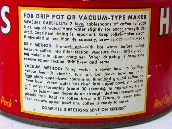 【HILLS BROS】ヒルスコーヒー・ブリキ製・ヴィンテージ・コーヒー缶/ティン缶 USA