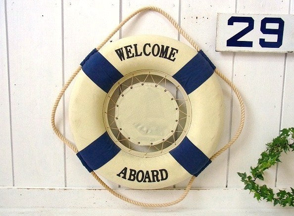 【WELCOME ABOARD】ディスプレイ用・ヴィンテージ・浮き輪/ライフブイ/マリン USA