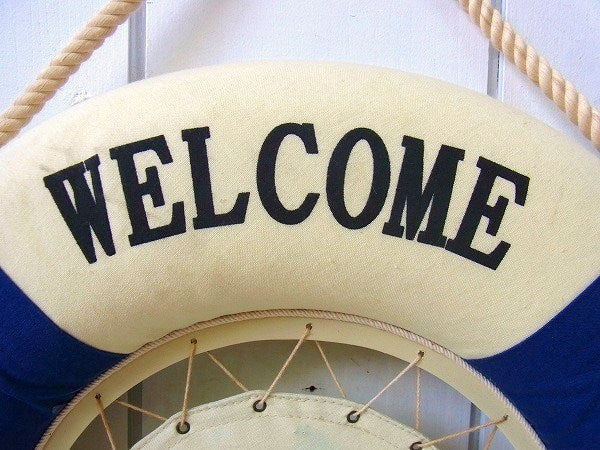 【WELCOME ABOARD】ディスプレイ用・ヴィンテージ・浮き輪/ライフブイ/マリン USA