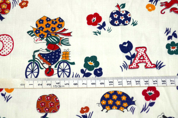 レトロな女の子 70's デッドストック ヴィンテージ ファブリック 生地 テキスタイル リメイク