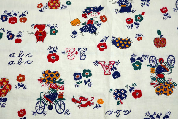 レトロな女の子 70's デッドストック ヴィンテージ ファブリック 生地 テキスタイル リメイク