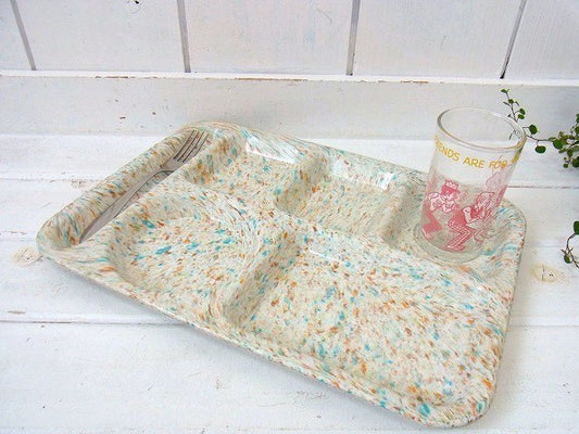 【KING-LINE・トレー】メラミン製・ヴィンテージ・ランチプレート/仕切・USA