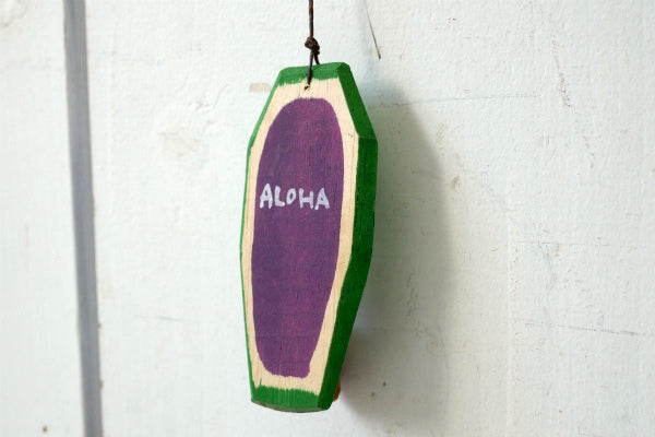 ALOHA 松田大児 パープル×グリーン ハンドメイド 木製 ミニサーフボード オブジェ アート