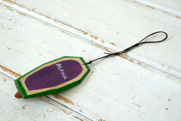 ALOHA 松田大児 パープル×グリーン ハンドメイド 木製 ミニサーフボード オブジェ アート