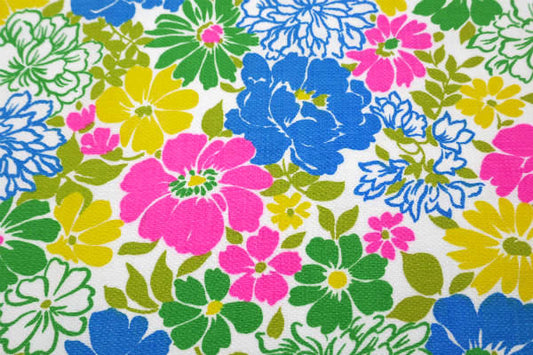 カラフル 花柄 デッドストック ヴィンテージ ファブリック 生地 テキスタイル/103×90