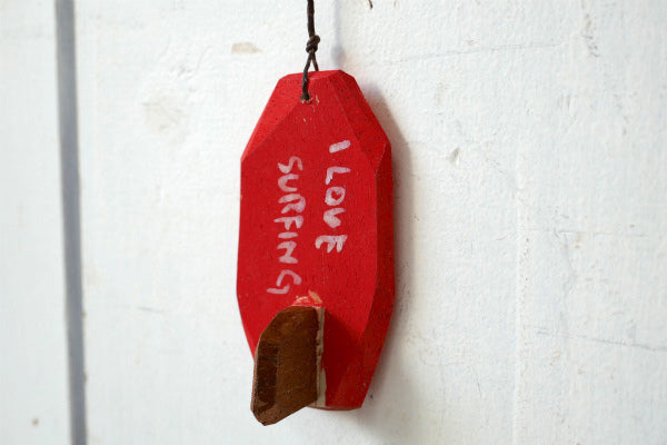 ALOHA 松田大児 イエロー×オレンジ ハンドメイド 木製 ミニサーフボード オブジェ アート