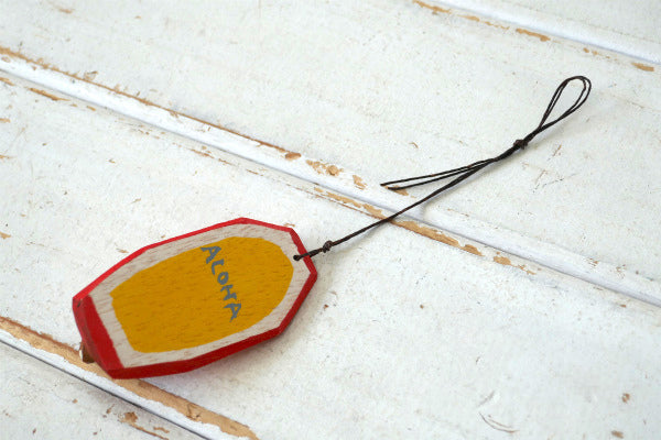 ALOHA 松田大児 イエロー×オレンジ ハンドメイド 木製 ミニサーフボード オブジェ アート