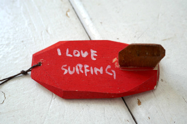 ALOHA 松田大児 イエロー×オレンジ ハンドメイド 木製 ミニサーフボード オブジェ アート