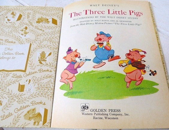 【3匹のこぶた】ウォルトディズニー・70’sヴィンテージ・絵本 USA