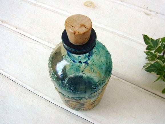 【MRS. STEWART】ブルーイング液・アンティーク・ガラスボトル/ガラス瓶 USA