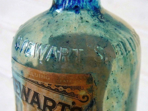 【MRS. STEWART】ブルーイング液・アンティーク・ガラスボトル/ガラス瓶 USA