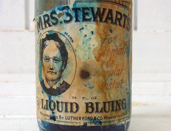 【MRS. STEWART】ブルーイング液・アンティーク・ガラスボトル/ガラス瓶 USA