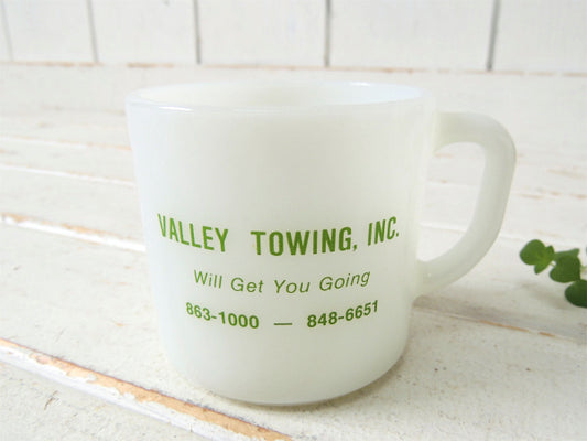 【VALLEY TOWING INC】モーター系・ミルクガラス・ヴィンテージ・マグカップ・アドマグ