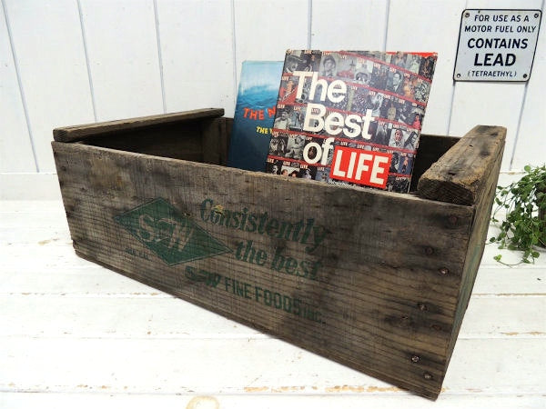 S&W 食品 サンフランシスコ・ヴィンテージ・ウッドボックス・木箱・シャビー・棚 アドバタイジング