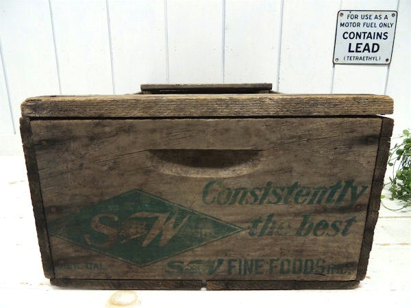 S&W 食品 サンフランシスコ・ヴィンテージ・ウッドボックス・木箱・シャビー・棚 アドバタイジング
