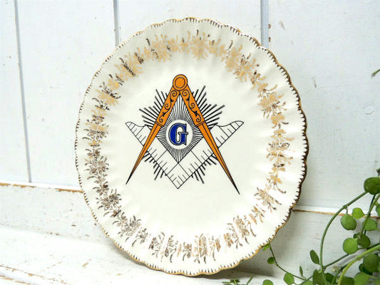 フリーメイソン  Freemasonry・セラミック皿・ヴィンテージ・飾り皿・USA・絵皿