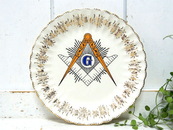 フリーメイソン  Freemasonry・セラミック皿・ヴィンテージ・飾り皿・USA・絵皿