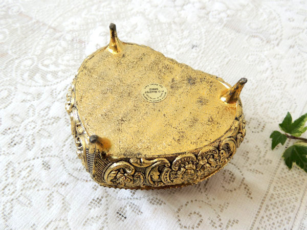 絵画モチーフ・ハート型・オルゴール付き・ヴィンテージ・脚付き・ジュエリーボックス・宝石箱・里帰り品