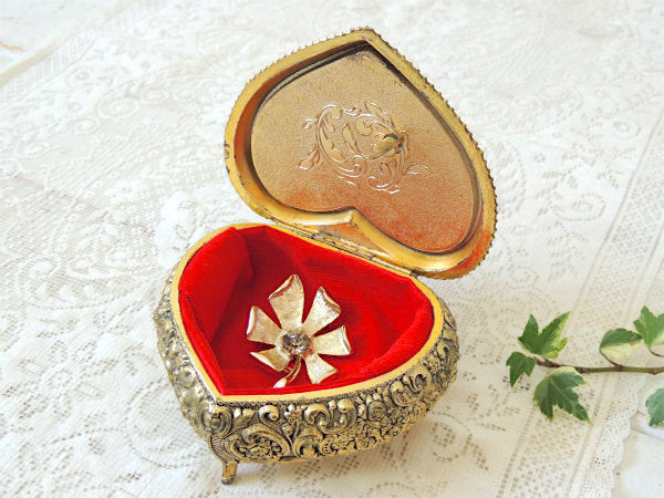 絵画モチーフ・ハート型・オルゴール付き・ヴィンテージ・脚付き・ジュエリーボックス・宝石箱・里帰り品