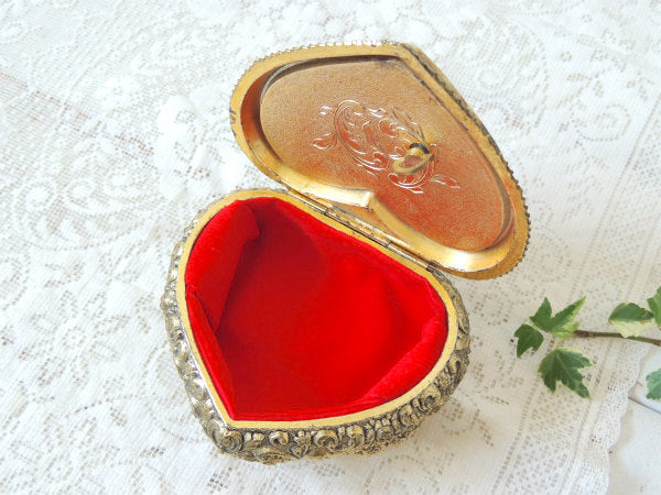 絵画モチーフ・ハート型・オルゴール付き・ヴィンテージ・脚付き・ジュエリーボックス・宝石箱・里帰り品