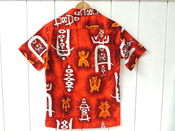 Ja Ja Fashions ペトログリフ柄 ヴィンテージ アロハシャツ ハワイアンシャツ 古着 S
