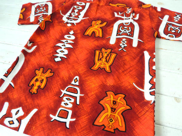 Ja Ja Fashions ペトログリフ柄 ヴィンテージ アロハシャツ ハワイアンシャツ 古着 S