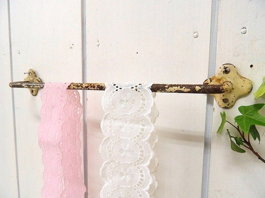 【アイボリー×シャビーな】アイアン製・アンティーク・タオルハンガー/タオルバー/タオル掛け