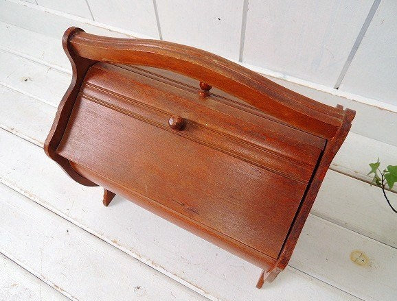 USA アンティーク  ソーイングボックス 裁縫箱 脚付き 木製 木箱 手芸 ハンドメイド