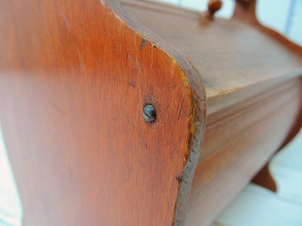 USA アンティーク  ソーイングボックス 裁縫箱 脚付き 木製 木箱 手芸 ハンドメイド