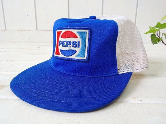 【PEPSI/ペプシ/刺繍ワッペン】ビンテージ・メッシュキャップ・デッドストック・US