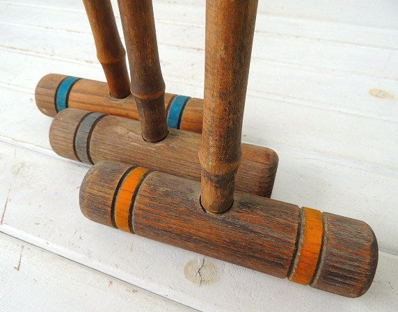 Croquet クロッケー アンティーク・マレット　木槌　3本セット・木製　1900年パリ大会オリンピック