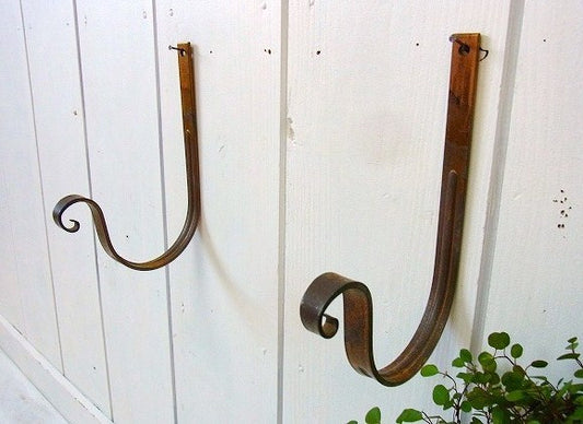 【USA・真鍮製】アンティーク・フック・金具・2個セット・ガーデニング