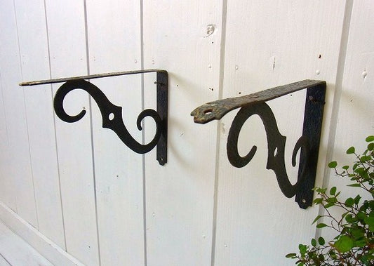 古いアイアン製・アンティーク・ブラケット/棚受け金具・2個セット　USA