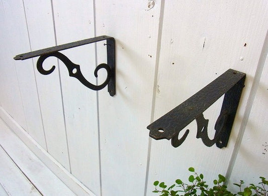 古いアイアン製・アンティーク・ブラケット/棚受け金具・2個セット　USA