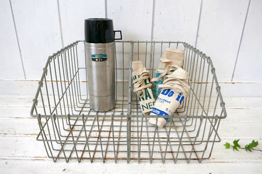 アメリカ インダストリアル 仕切り付き メタル製 ヴィンテージ ワイヤーバスケット バスケット カゴ