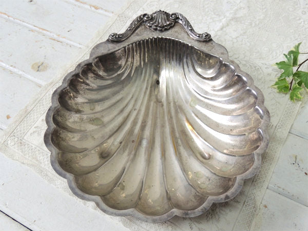 【English Silver】シェル型・シルバープレート・ヴィンテージ・サービングディッシュ・皿