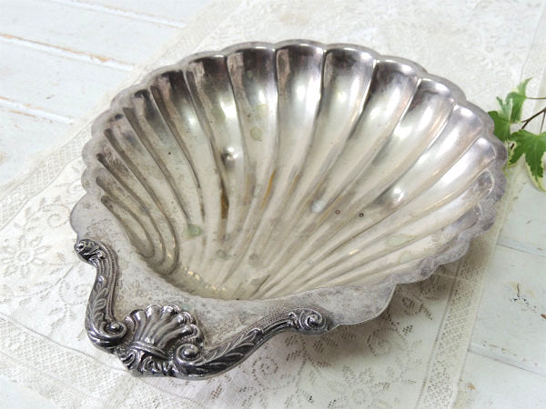 【English Silver】シェル型・シルバープレート・ヴィンテージ・サービングディッシュ・皿