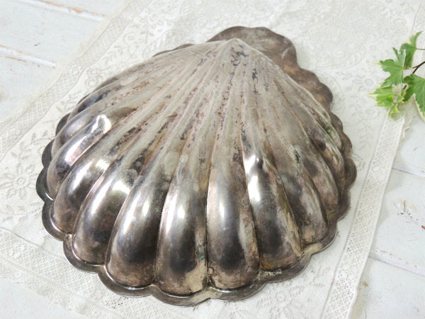 【English Silver】シェル型・シルバープレート・ヴィンテージ・サービングディッシュ・皿