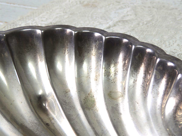 【English Silver】シェル型・シルバープレート・ヴィンテージ・サービングディッシュ・皿