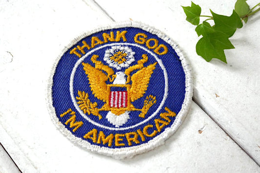 THANK GOD I'M AMERICAN イーグル ヴィンテージ・刺繍・ワッペン パッチ USA