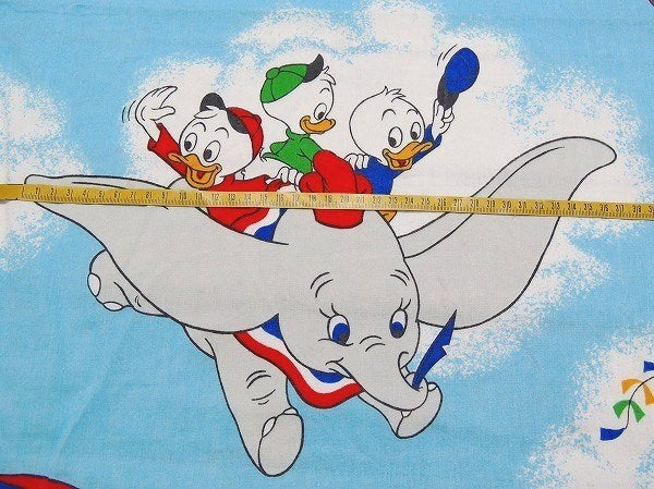 【ミッキー&フレンズ】USA!飛行船柄・ヴィンテージ・ユーズドシーツ(フラットタイプ)