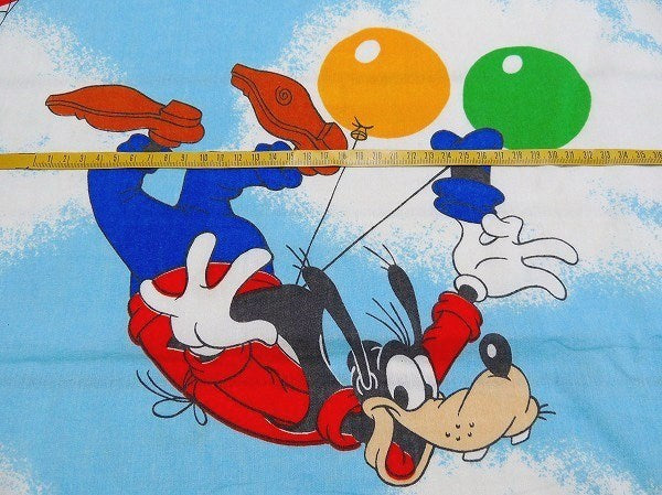 【ミッキー&フレンズ】USA!飛行船柄・ヴィンテージ・ユーズドシーツ(フラットタイプ)