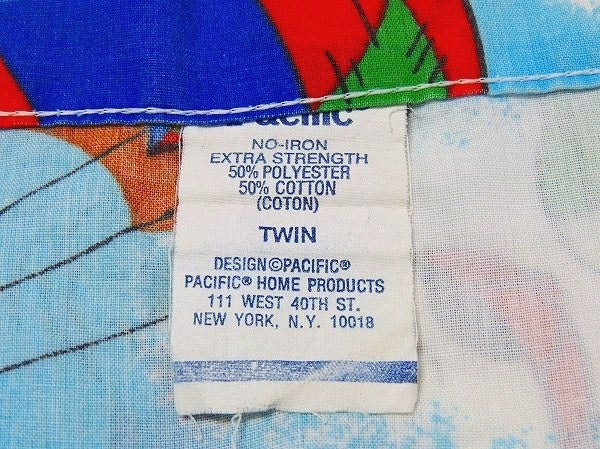 【ミッキー&フレンズ】USA!飛行船柄・ヴィンテージ・ユーズドシーツ(フラットタイプ)